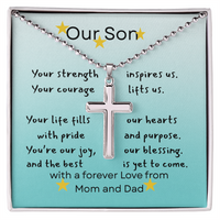 Load image into Gallery viewer, Faith Cross for Our Inspiring and Aspiring Son
