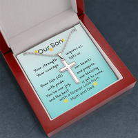 Load image into Gallery viewer, Faith Cross for Our Inspiring and Aspiring Son
