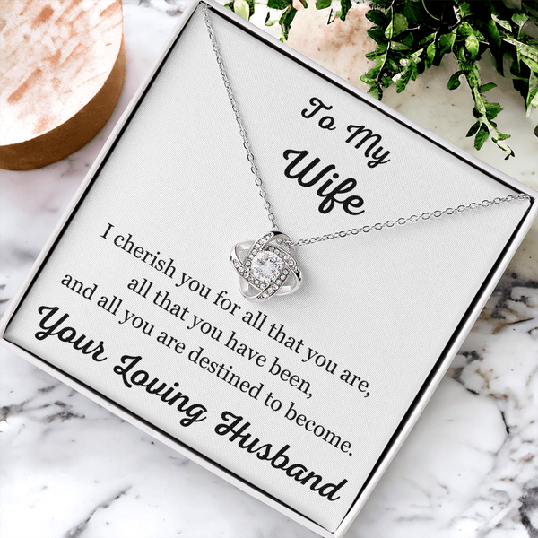 For a Cherished Wife-A beautifully styled Love Knot Necklace
