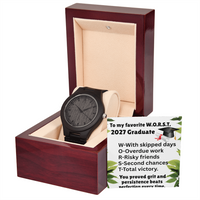 Load image into Gallery viewer, Wooden Graduation Watch for my favorite W.O.R.S.T. 2027 Graduate