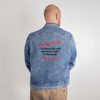 Load image into Gallery viewer, Men's Letter to God Statement-Relinquishing Control in Denim Fashion