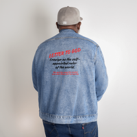 Load image into Gallery viewer, Men's Letter to God Statement-Relinquishing Control in Denim Fashion