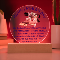 Load image into Gallery viewer, Happy Father's Day to the Dad that Built Us with the right tools - Acrylic Circle
