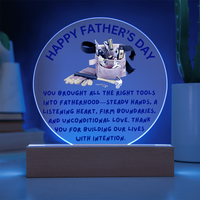 Load image into Gallery viewer, Happy Father's Day to the Dad that Built Us with the right tools - Acrylic Circle