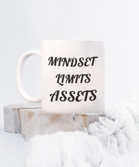 Load image into Gallery viewer, Mindset = Assets mug. Inspirational mug, Motivational Mug, Witty Gift mug for family or friend.
