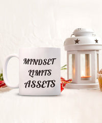 Load image into Gallery viewer, Mindset = Assets mug. Inspirational mug, Motivational Mug, Witty Gift mug for family or friend.
