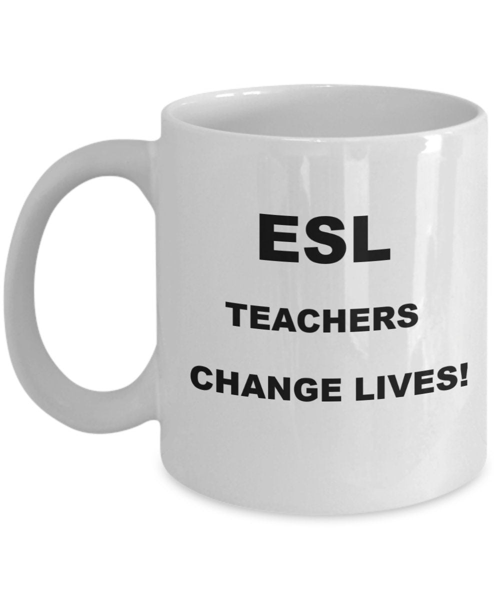 Gift mug for that special ESL Teacher. English as a second language. Bilingual.