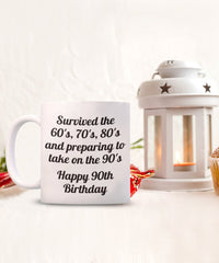 Load image into Gallery viewer, 90th Birthday gift, Happy 90th Birthday gift mug, Grandma gift, Grandpa gift, Sister gift, Brother gift, Aunt gift, Uncle gift, Friend gift

