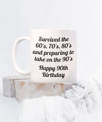 Load image into Gallery viewer, 90th Birthday gift, Happy 90th Birthday gift mug, Grandma gift, Grandpa gift, Sister gift, Brother gift, Aunt gift, Uncle gift, Friend gift
