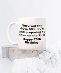 Load image into Gallery viewer, Happy 70th Birthday gift mug, Happy 70th Birthday gift mug, Sister gift, Brother gift, Aunt gift, Uncle gift, Friend gift
