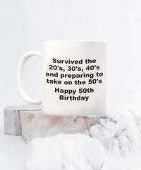 Load image into Gallery viewer, Happy 50th Birthday gift mug, Happy 50th Birthday gift mug, Sister gift, Brother gift, Aunt gift, Uncle gift, Friend gift
