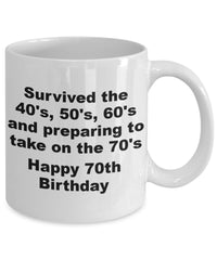 Load image into Gallery viewer, Happy 70th Birthday gift mug, Happy 70th Birthday gift mug, Sister gift, Brother gift, Aunt gift, Uncle gift, Friend gift
